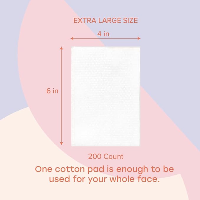 White Rabbit – Naked Cotton Classic – Premium 100% Cotton Pads for Toner Use, Makeup Remover, and Masks | Unbleached, Lint-Free, Extra Soft | Korean Skin Care Product (200 Count)