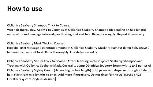 Obliphica Medium to Coarse Seaberry Mask, 1.05 Pound - Nourishing and Restorative Hair Treatment for Medium to Coarse Hair Types, Ensuring Lustrous Shine, Manageability, and Revitalization