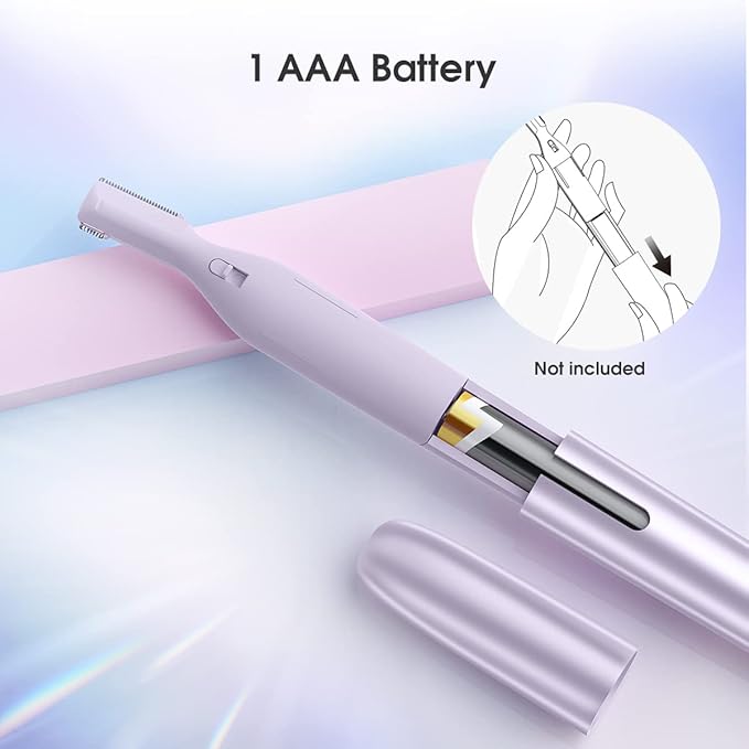 TOUCHBeauty Eyebrow Hair Trimmer for Women, Painless Precision Eyebrow Shaper, Pen-Shaped Hair Remover Razor for Face Chin Neck, Upper-Lip, Peach-Fuzz Mini Sized Battery-Operated Purple Color 1658A