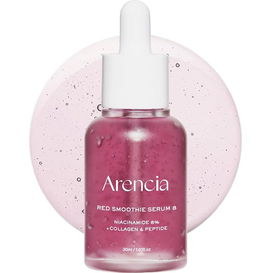 Arencia Red Collagen + Peptide Smoothie Serum, 8% Niacinamide, Vitamin C, Vitamin E, lifting anti-aging serum for skin texture for glass skin