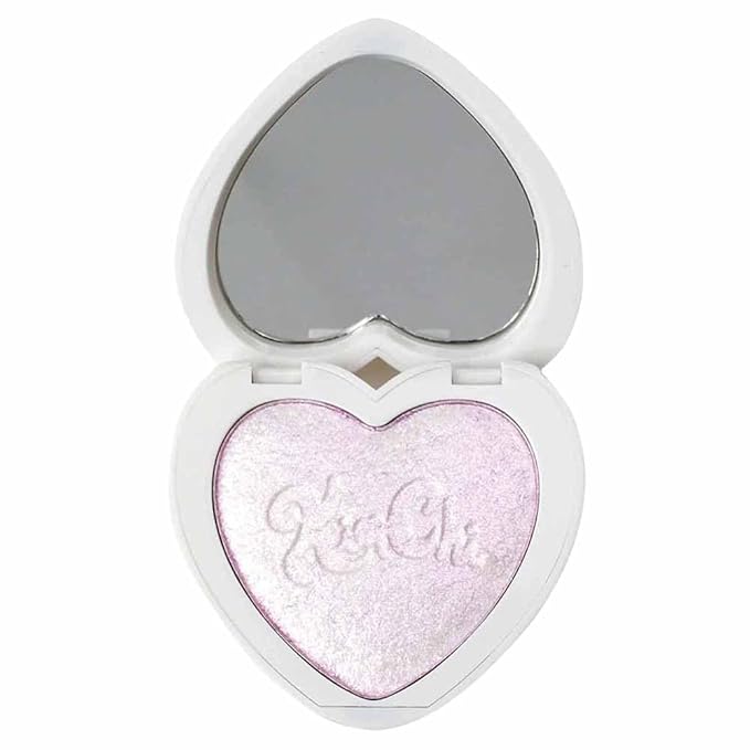 KimChi Chic Pearl Gone Wild Highlighter - Pressed Shimmer Powder for Face & Body, Iridescent Glow, with Mirror, Cruelty Free, Dream Pink Iridescent 0.32oz