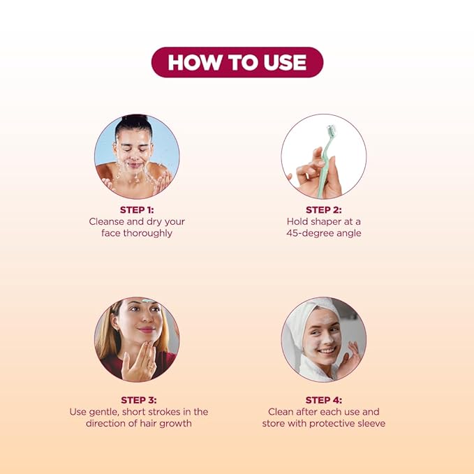 Eyebrow Shaper Tool for Women, 3ct | Eyebrow Shaper, Face Razor, Upper Lip & Chin Hair Remover | SS German Blade, Painless Shaving, Smooth Skin, Peach Fuzz Remover