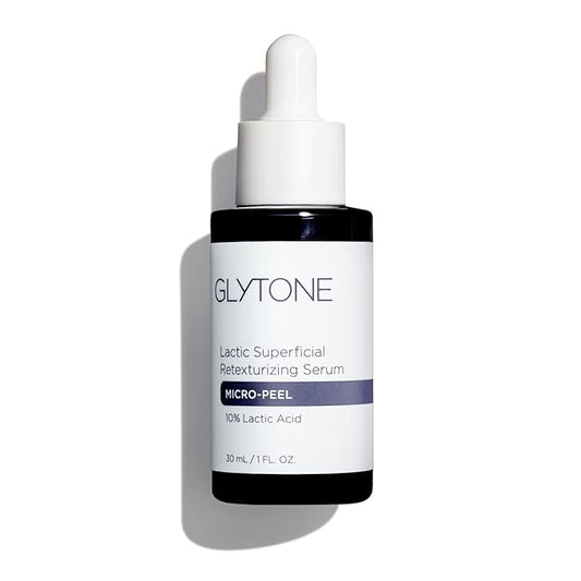 Glytone Micro-Peel Lactic Superficial Retexturizing Serum | Anti-Aging AHA Exfoliating Serum for Face with 10% Lactic Acid | Hydrates, Brightens & Reduces Wrinkles | Paraben-Free - 1 Fl oz