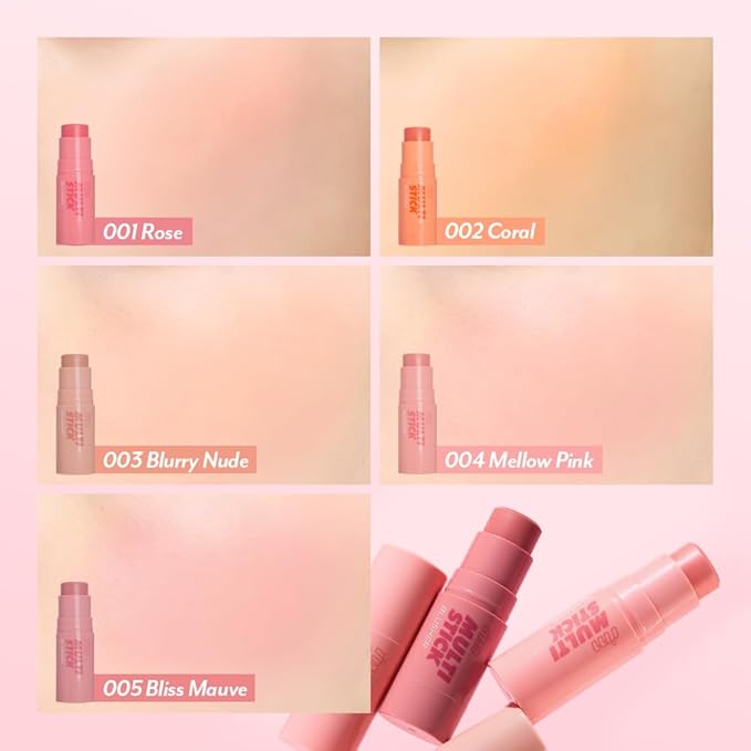 I'M MEME Blusher - I'm Multi Stick 001 Rose | Easy Blendable Cream Blush for Natural Look, Multi Blush Stick for Cheek Tint, Face Contour Makeup, and Face Blush, Suitable for Beginners and All Ages