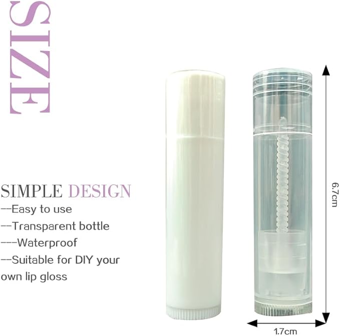 50 Lip Balm Container Kit with Filling Tray and Spatula, Round Tube Refillable Empty Tube 3 Colors, 0.15 oz, BPA Free, for DIY Homemade Lipstick Lipstick (50 white kits,)