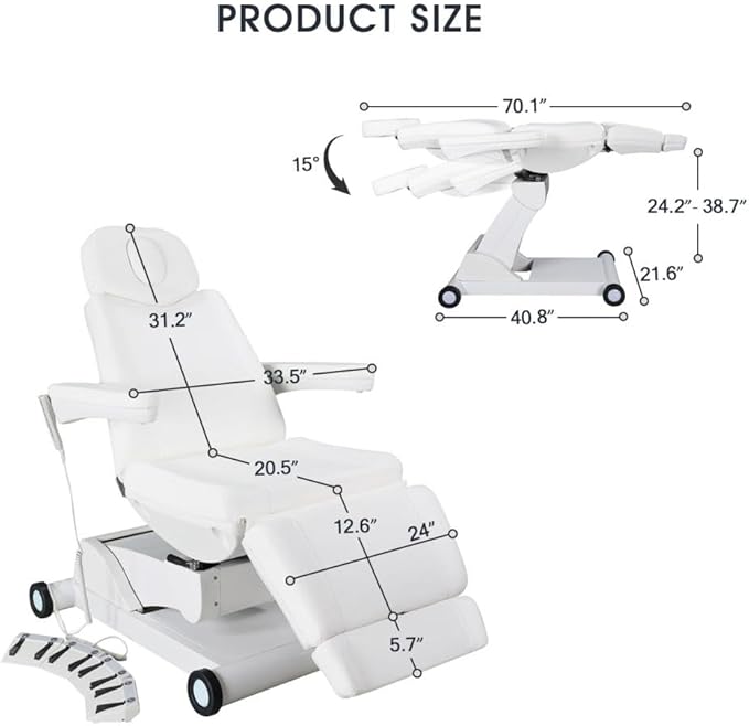 Artist hand 4 Motors Aesthetic Chair Dual Control Full Electrical Medical Facial Beds for Esthetician Beauty Bed Foldable Leg Cushion Podiatry Doctors Chair