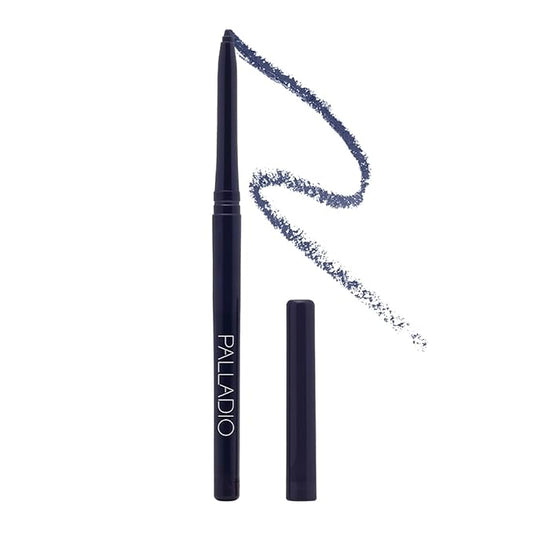Palladio Retractable Waterproof Eyeliner, Richly Pigmented Color and Creamy, Slip Twist Up Pencil Eye Liner, Smudge Proof Long Lasting Application, All Day Wear, No Sharpener Required, Deep Blue