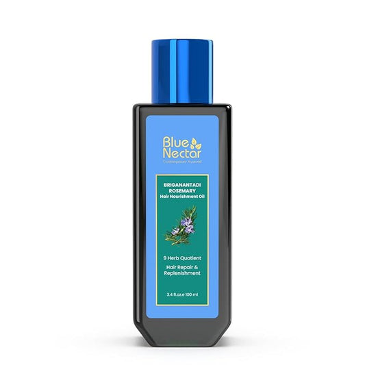 Blue Nectar Rosemary and Bhringraj Ayurvedic Scalp Oil for Hair Growth with Amla, 3.38 Fl Oz