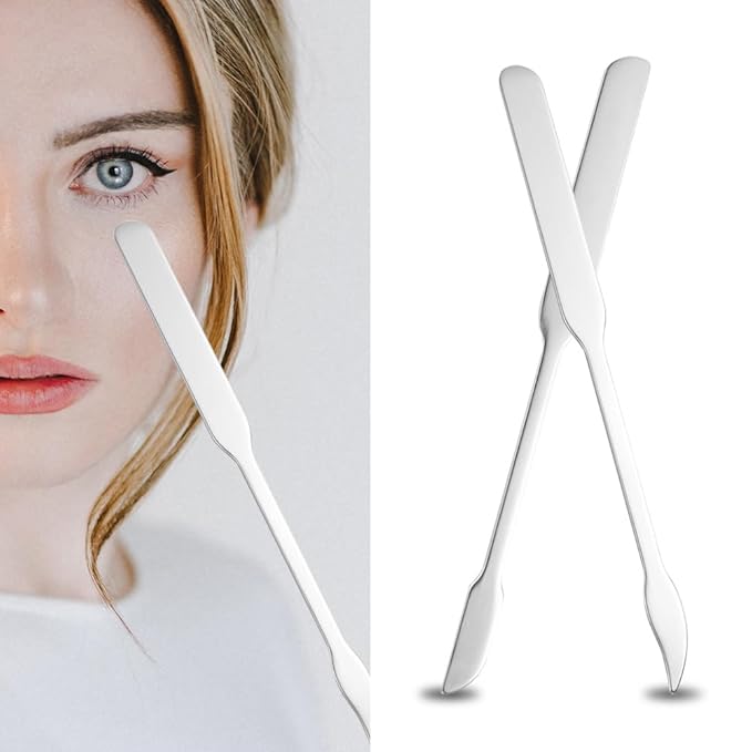 3pcs Cosmetic Mixing Makeup Spatula Nail Art Palette,Spoon Stainless Steel Spatula Face Brush Stirring Embossing Stick Makeup Brushes Cosmetic Tools Nail Polish Mix Stick