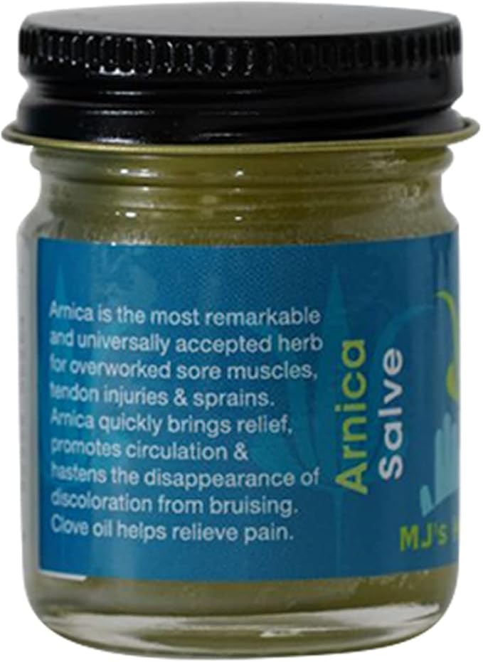 MJ’s Herbals Arnica Salve | Organic, Maximum Strength, Immediate Relief for Sore Muscles & Feet | Bruise Recovery, Fantastic Massage & After Yoga Balm | No Parabens, No Synthetics (1 oz)