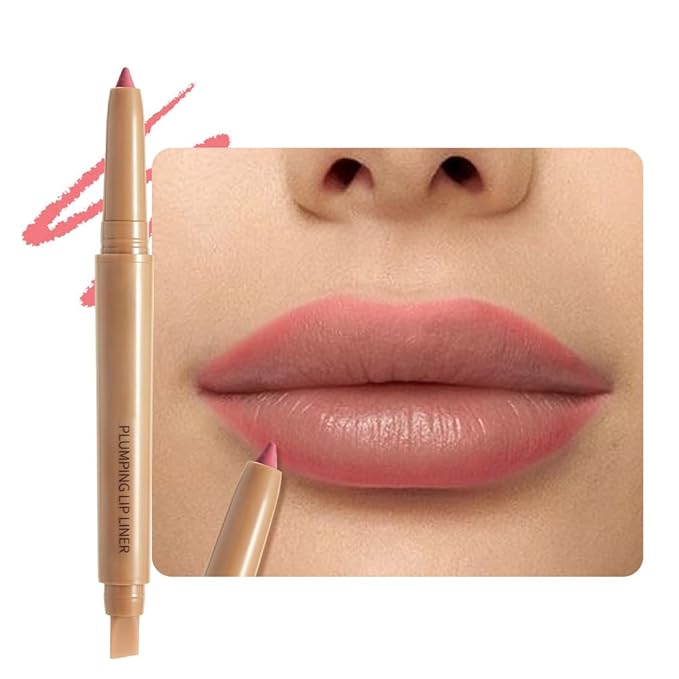 Light Coral Matte Lip Liner Pencil, Plump Lip Liners Long-Lasting Creamy Formula, With Silicone Smudger for Define Contours & Sculpting Lip, Waterproof Non-Staining Crayon Lip Liner 02#