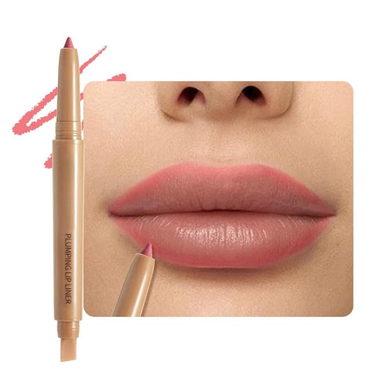 Light Coral Matte Lip Liner Pencil, Plump Lip Liners Long-Lasting Creamy Formula, With Silicone Smudger for Define Contours & Sculpting Lip, Waterproof Non-Staining Crayon Lip Liner 02#