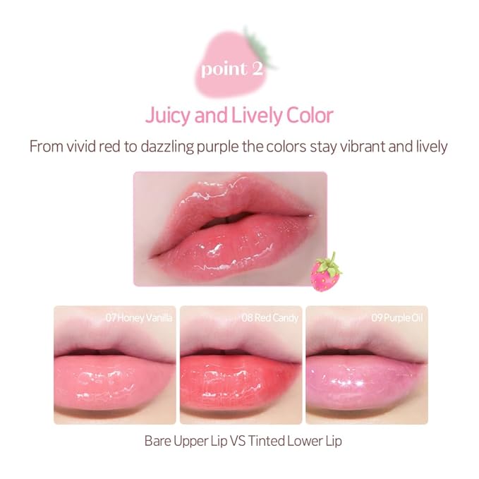 ETUDE Dear Darling Oil Tint #8 Red Candy 4.2g | High Moisturizing and Strong Hydrating Lip Oil/Lip Gloss | Smooth and Moist Lips | Non-Sticky Lip Oil Tint For Dry Lips | Korean Makeup