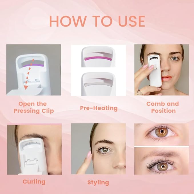 Heated Eyelash Curler – Fast 8-Second Heat for Long-Lasting Curls – Portable Rechargeable Heated Lash Curler, Safe & Effective Eyelash Curlers for All-Day Volume and Lift