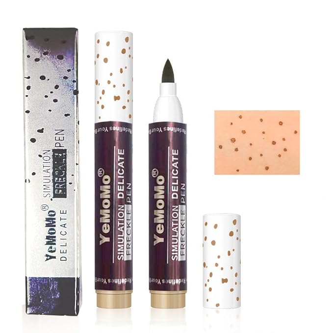 Freckle Pen, Waterproof Makeup Marker, Caramel Light Brown and Coffee Dark Brown, Long-Lasting Simulation Freckle Makeup (Light Brown)