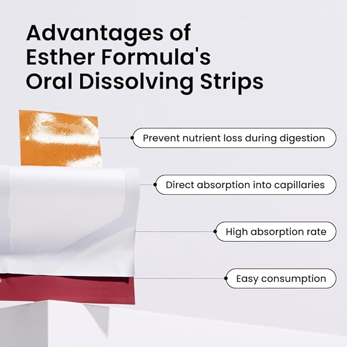 ESTHER FORMULA Liposomal Glutathione Direct (284mg*30strips) Glutathione Strips, Enhanced-Absorption, Korean Beauty Supplement Made in USA for antioxidant, Even Skintone, K-Beauty