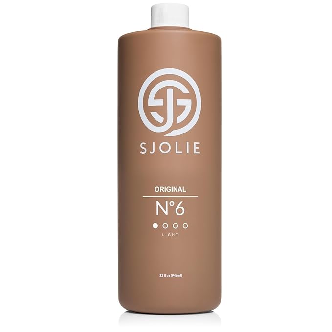 SJOLIE Spray Tan Solution - No. 6 - Light Hydrating Tanning Solution | Sunless Tanner for an All Natural, Sun-Kissed Glow (32oz)