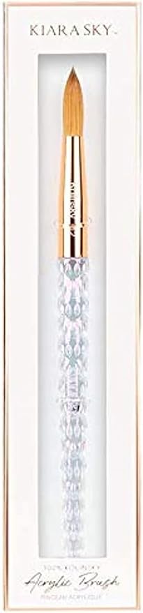 KIARA SKY Clear Crystal Acrylic Nail Brush - Professional Nail Tool - Nail Kolinsky Brush - 100% Kolinsky Hand Crafted Nail Tools - Long Lasting Nail Acrylic Brush, #12