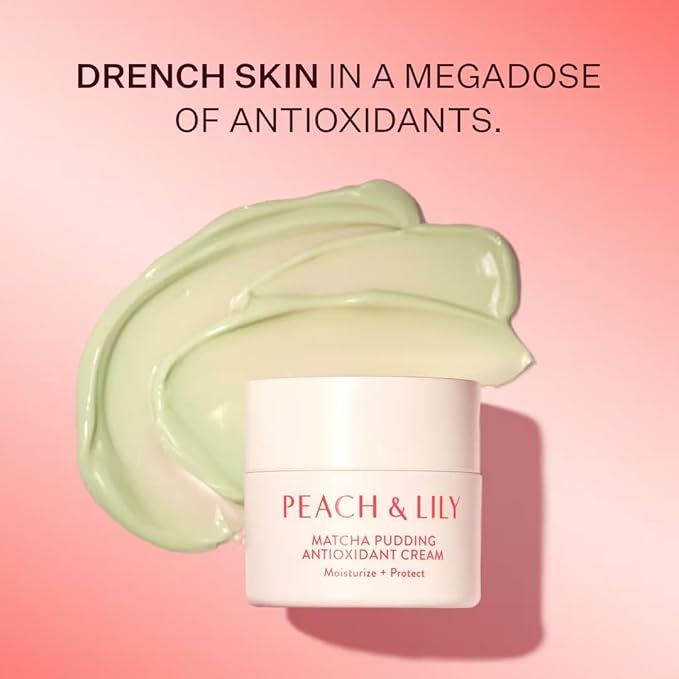 Peach & Lily - Matcha Pudding Antioxidant Cream (3.38 ounces) - Face Moisturizer Cream - Protect & Hydrate Skin - Green Tea, Vitamin B3, Niacinamide - Self Care - Vegan, Cruelty Free - Korean Skincare