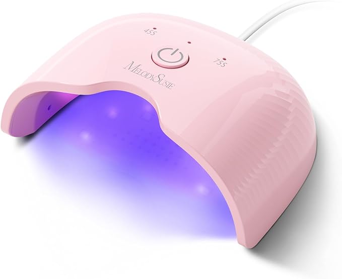 MelodySusie Small LED UV Nail Lamp with Lightweight Design, P-ART06F Nail Dryer with Simple Button Control Cures All Soft Gels at Home, Especially Half-Cured Gel, Base Coat & Top Coat Pink