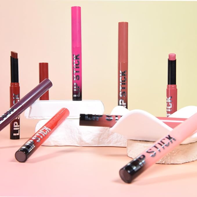 Matte Lipstick Crayon for Women, Peach Nude Lip Stick Pencil 24 Hour Long Lasting Waterproof, Non-Drying Hydrating Formula Lip Gloss Makeup, Vegan & Cruelty-Free, 02