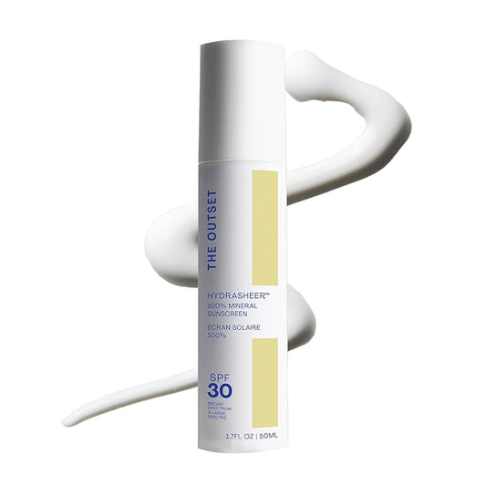 The Outset Hydrasheer 100% Mineral Hydrating Sunscreen SPF 30 - UVA/UVB protection - Face, Lightweight, Clean, Vegan Free - Sensitive Skin - 1.7 fl oz