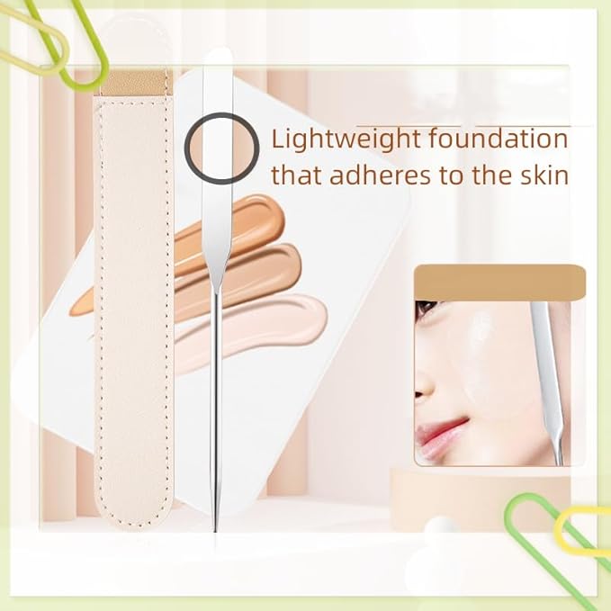 Stainless steel make-up spatula and tray set Make-up spatula Foundation stick Special make-up tray Nail art tray Nail art tools, Silver