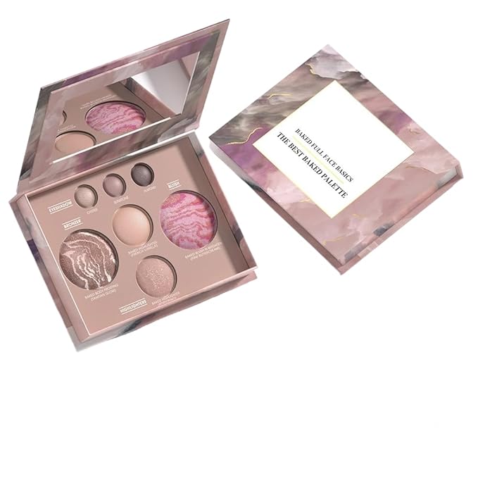 Baked full-face palette, 7-color repair tray, 7-in-1 with eye shadow, highlighter, blush and bronze color, 6.5x0.95 inch. (7-color capacity repairing disk)