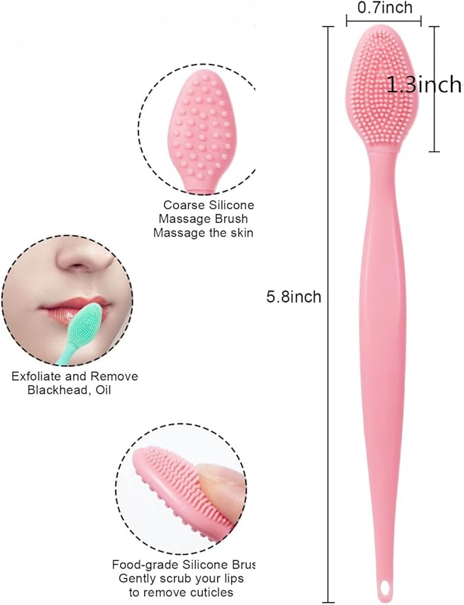 Silicone Face Scrubber Double Side, Beomeen Handheld Facial Cleansing Brush 2 in 1 Face Cleanser Brush for Deep Cleansing and Exfoliating, Blackhead Makeup Removal 2 Pcs