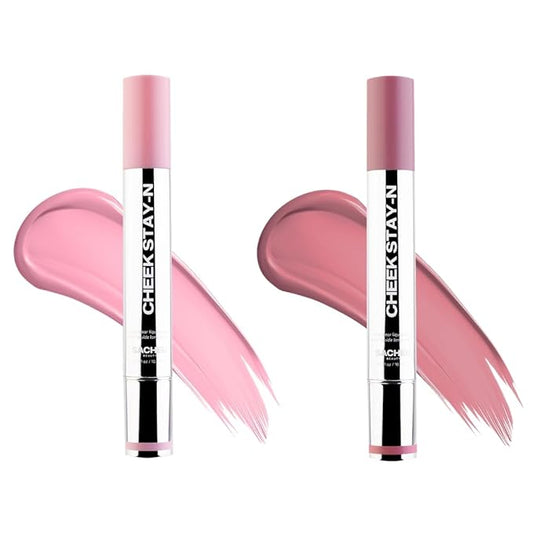 Sacheu Cheek STAY-N Liquid Blush for Cheeks — High Pigment, Buildable, Lightweight Cream Blush for Dewy & Radiant Flushed Cheeks — Long-lasting & Cruelty Free, Pretty in Pink Duo