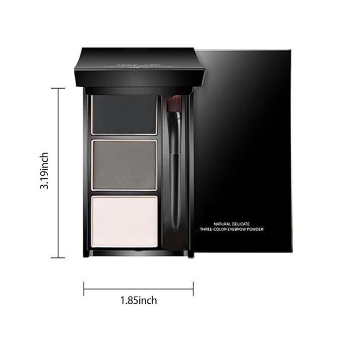 Eye Brow Powder for Women, Taupe Eyebrow Powder Kit with Brush, Long-Lasting 3 Colors Brow Palette, Filler for Full, Defined Natural Brows Shaping (01)