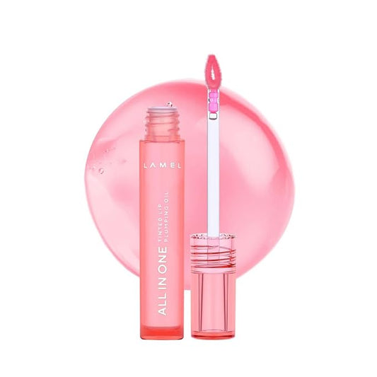 Lamel All-in-One Lip Oil - Lightweight, Tinted, Plumping, Hydrating Lip Gloss - Lip Balm for Day & Night Use, Long-Lasting Lip Stain, Lip Glow Oil, No-Sticky Gloss, Lip Plumper Tint - Peachy №401