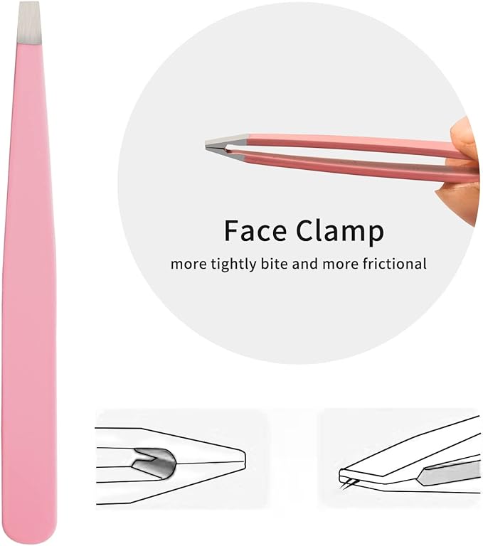 Pink Tweezers for Women Facial Hair, Precision Tweezers for Eyebrows, Hair Removal, Facial Hair, Ingrown Hair, Tweezers for Men
