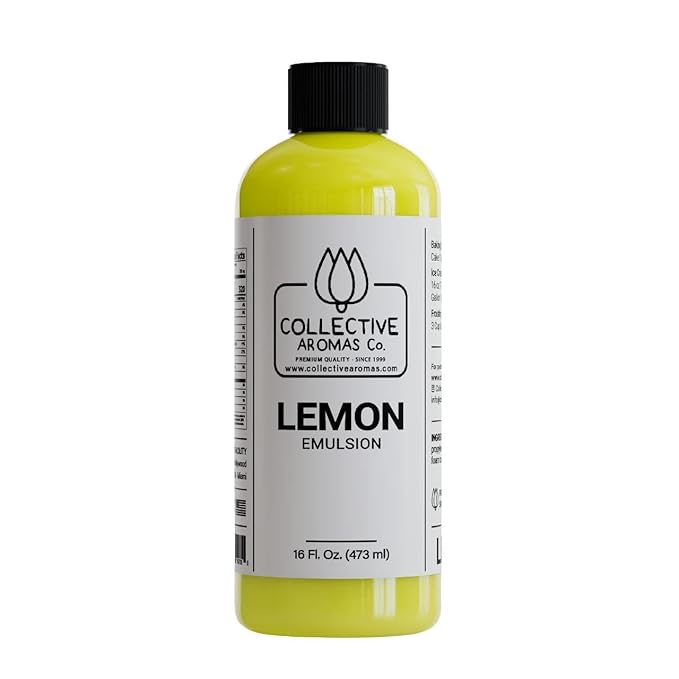 Lemon Emulsion for Baking - Natural Flavoring Blend for Cookies, Cakes, Ice Cream, Smoothies, Beverages & More - 16 fl oz Kosher, Pure Lemon Emulsion by Collective Aromas Co.