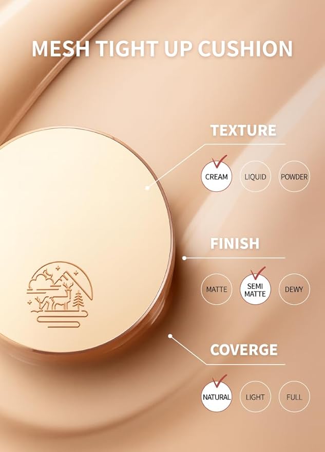 Mesh tight up cushion foundation 01, light beige, Korean compact foundation, natural coverage, glow, sweat proof makeup, long lasting, all skin type