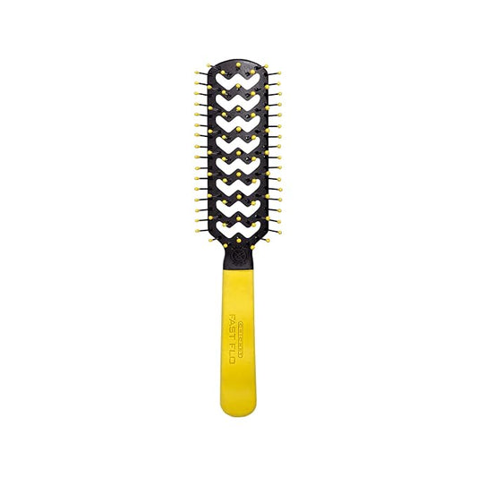 Cricket Static Free Fast Flo Color Vent Hair Brush - Quick and Blow Drying, Detangling, and Frizz-Free Styling - Anti-Static Bristles, Ideal for All Hair Types, Party Pleaser (Yellow)