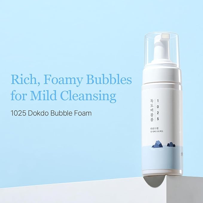 ROUND LAB 1025 Dokdo Bubble Foam Cleanser, Gentle Face Wash for Sensitive Skin, Low pH 5.5, Hydrating Korean Skincare, Soothing Panthenol & Deep Sea Water, Hypoallergenic, Fragrance-Free (5.07 Fl Oz)
