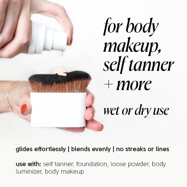 Tinge Body Makeup & Brush Bundle, 48-Hour Medium Coverage Tint with Hyaluronic Acid, Semi-Matte, Water & Transfer Resistant, Vegan, Kabuki Brush for Streak-Free Blending, Fair Neutral, 3.38 Fl Oz