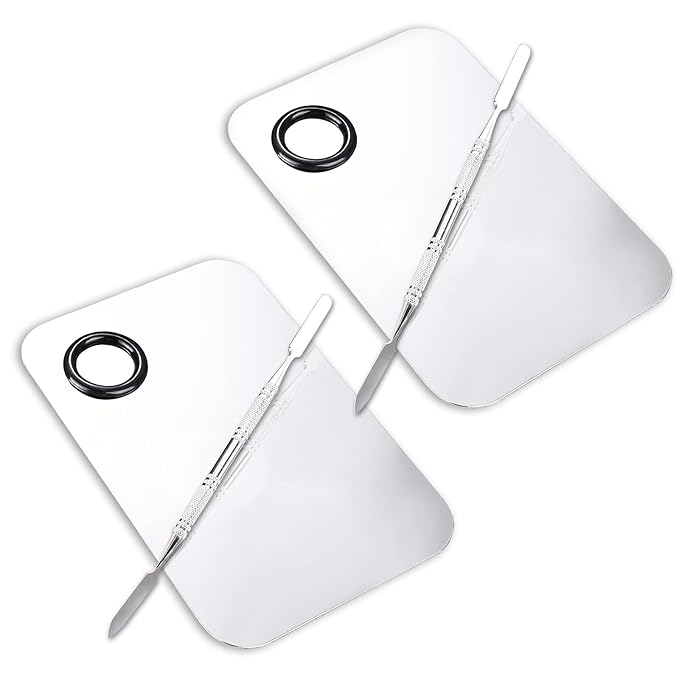 2 Pcs Makeup Mixing Palette, Upgrad Stainless Steel