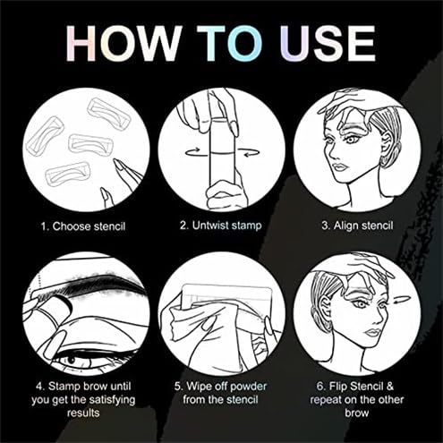Eyebrow Stamp and Eyebrow Stencil Kit, Eyebrow Powder with 24 Reusable Eyebrow Stencils Kit for Beginners to Natural Brow, 1 Step Brow Stamp Kit Smudge-Proof & Long-lasting & Waterproof (Dark Brown)