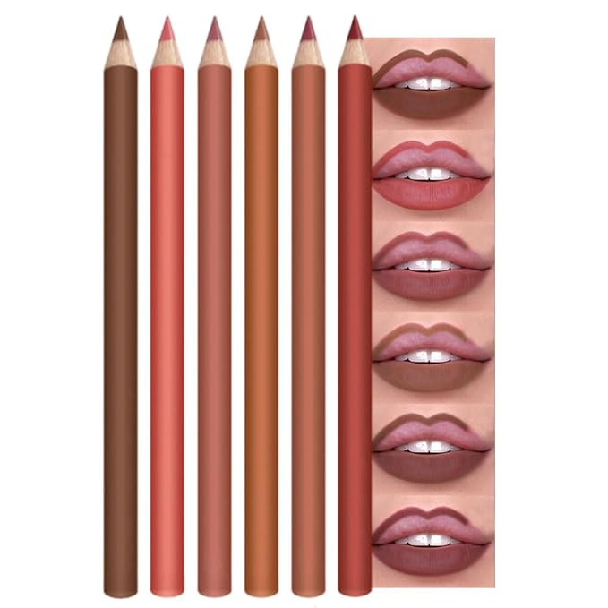 6-Color Velvet Matte Lipstick Pencils Pack for Lips Makeup, Ultra Smooth Creamy Hydrating, Long-Lasting High lmpact Color Soft Finish, Moisturized Lips (6Pcs Matte Lip pencils Set-B, Pack of 1)