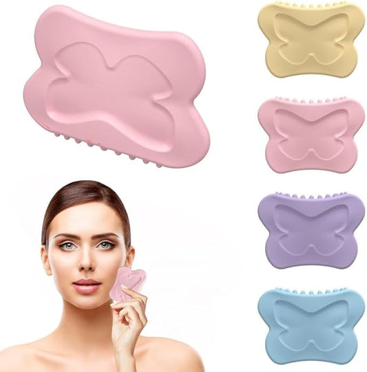 Silicone Facial Body Brush - Lymphatic Drainage Massager for Face, Neck Lifting, Gua Sha Beauty Tool to Shape & Radiant Skin (Purple)