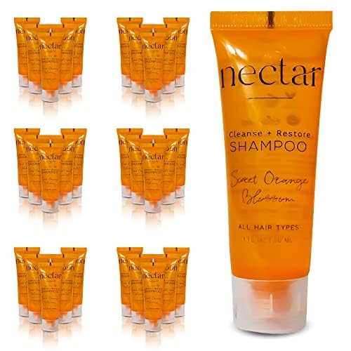 World Amenities - Nectar Bulk Shampoo - Sweet Orange Blossom, Mini Travel Size Toiletries, Hotel Amenities, Airbnb Rentals, Suitable for All Hair Types (25 Count)