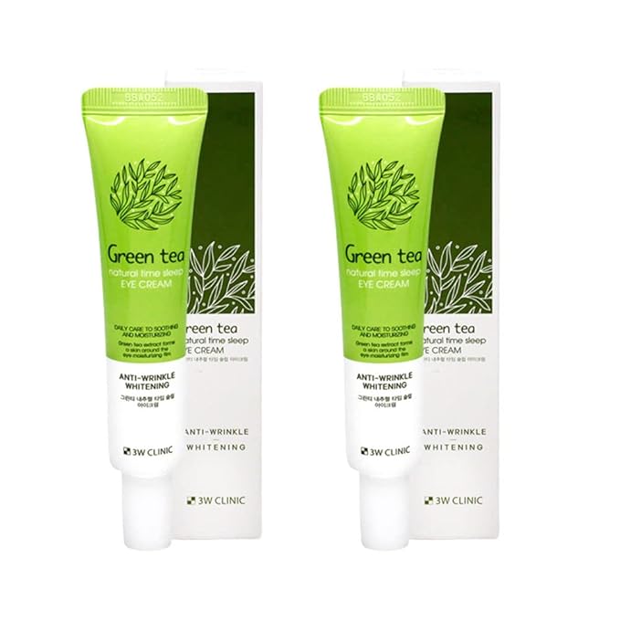 Natural Time Sleep Eye Cream-Under Eye Cream for Fine Lines, Eye Cream for Wrinkles, 2.7fl.oz. (Pack of 2) (GREEN TEA)