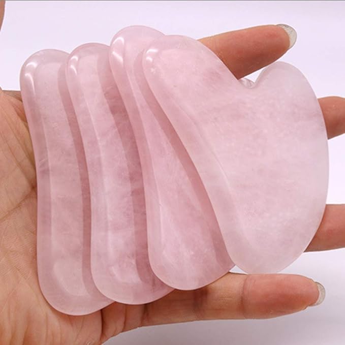 rosenice Gua Sha Facial Tools Guasha Tool Gua Sha Jade Stone for Face Skincare Facial Body Acupuncture Relieve Muscle Tensions Reduce Puffiness Festive Gifts (Pink)