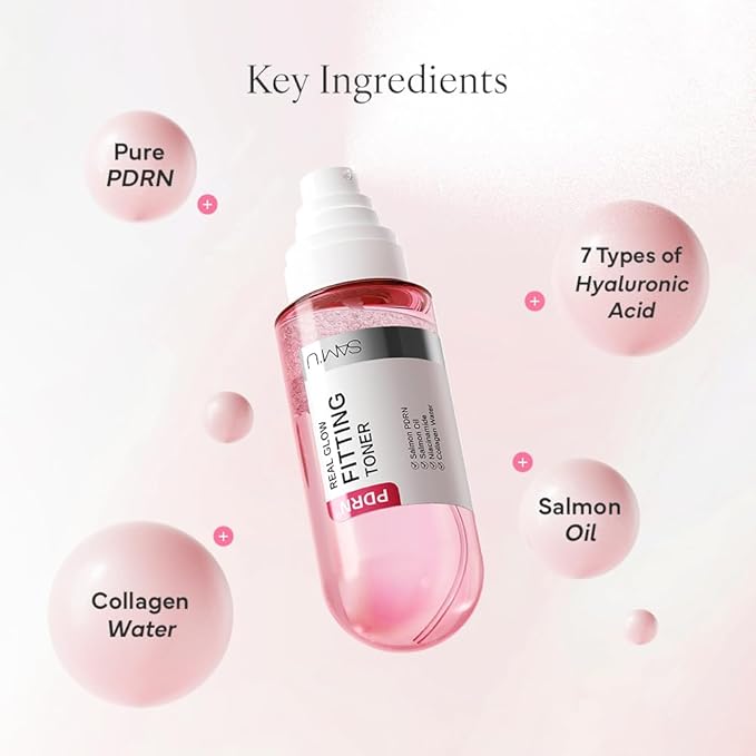 SAM'U Real Glow Fitting Toner – PDRN Salmon DNA Facial Mist, Soothing & Hydrating Toner Spray with Collagen Water & 7 Hyaluronic Acid, Korean Skin Care, 5.05 fl. oz / 150 mL