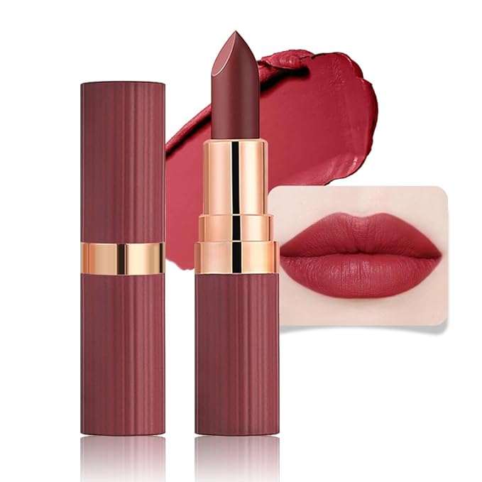 Bright Red Lip Stick,Matte Cream Lipstick Set for Women,Long Lasting Waterproof Smudge Proof Velvet lipsticks Crayon,Lip Makeup Kit Travel Size,Vegan & Cruelty-free (Pack of 1)