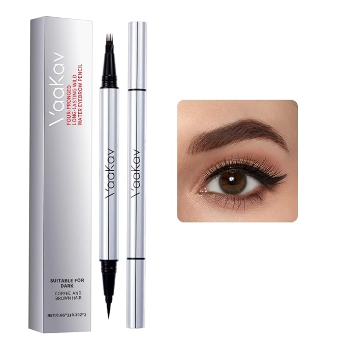 Dual-Ended Microblading Eyebrow Pencil for Women, 2 in 1 Liquid Eyebrow Pencil with Microblading Pen, Shaped Fill HairLike Waterproof Lasting Eyebrows(01 LIGHT BROWNS)