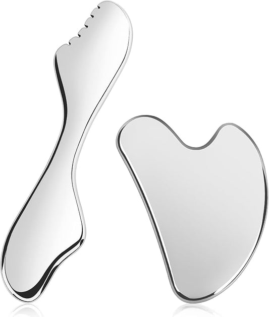 2Pcs Gua Sha Facial Tools Set,Guasha Massage Tool for Face&Body, Manual Massage Tool for Lymphatic Drainage &Jawline Sculpting & Puffiness Reducing,Gua Sha Muscle Scraper Tool,Skin-Care Tool