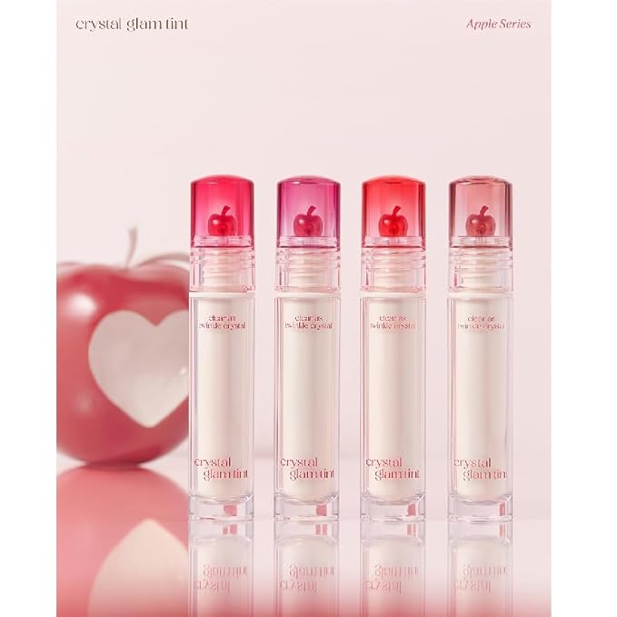 CLIO CRYSTAL GLAM TINT (018 FRESH APPLE), Glossy Finish, Lightweight, Weightless, Buildable, Glass-Like, Smoothing, Long-Lasting, Vivid, Transparent, Shiny, Moisturizing Lip Stain, Korean Lip Tint